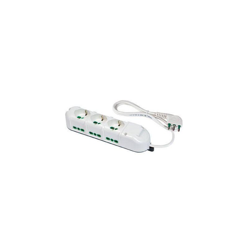 MULTIPRESA 9 PRESE CON 3 PRESE COMBO 19" SCHUKO-ITALIANE TRIPOLARI 10/16A E 6 PRESE ITALIANE TRIPOLARI 16A BIANCA