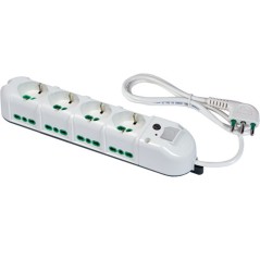 MULTIPRESA 12 PRESE BIPASSO CON INTERRUTTORE PROTEZIONE SOVRATENSIONI SPINA 90° ITA 16A BIANCA