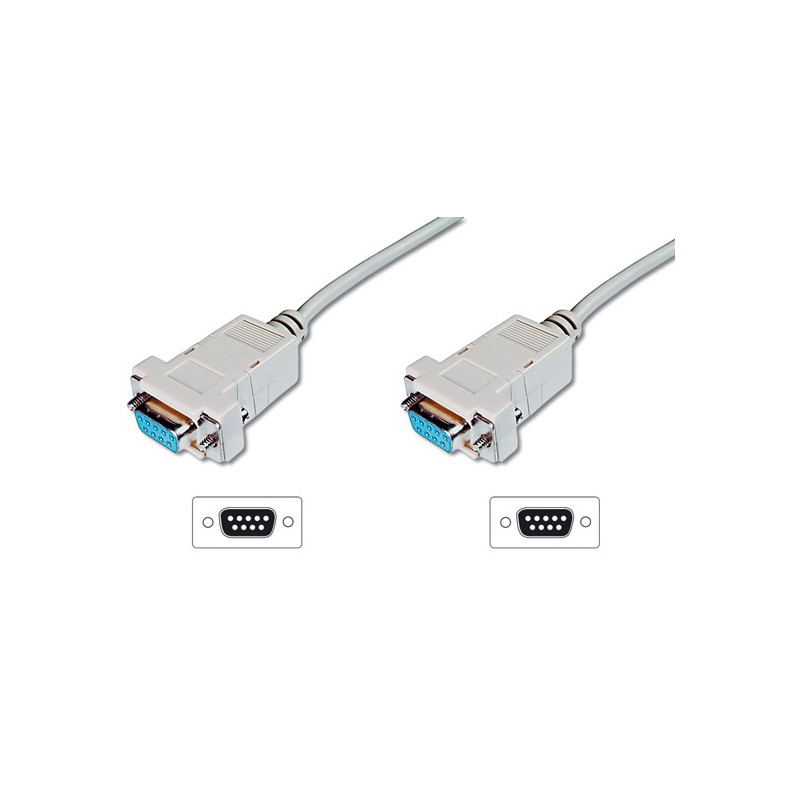 CAVO NULL MODEM COMPUTER SERIALE RS232 CROSSOVER (INCROCIATO) 9 POLI FEMMINA/FEMMINA MT.2
