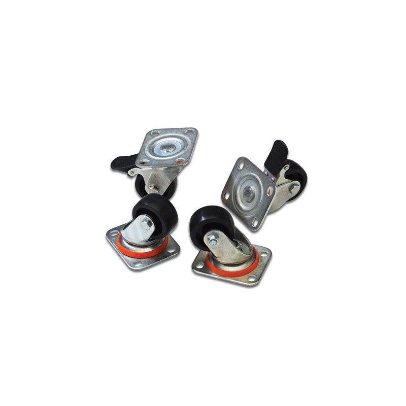 SET 4 RUOTE (DUE BLOCCABILI) PER ARMADI RACK LINEA PROFESSIONALE CON BASE