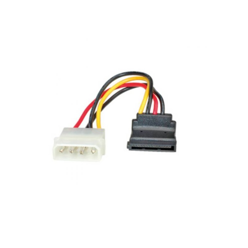 CAVO ADATTATORE ALIMENTAZIONE SATA 15 POLI A 90 GRADI - 4 PIN MOLEX CM. 15