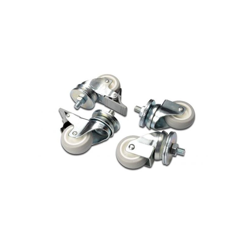 SET 4 RUOTE (DUE BLOCCABILI) PER ARMADI RACK CARICO FINO A 250 KG.