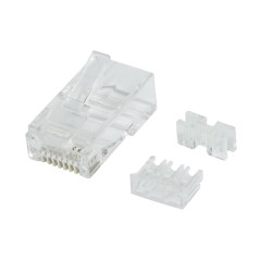 CONFEZIONE 50 PEZZI PLUG RJ45 8 POLI CAT 6A PER CAVO SOLIDO E FLESSIBILE CON GUIDACAVI INTERNO ESTRAIBILE