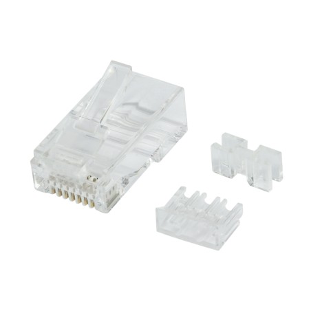 CONFEZIONE 50 PEZZI PLUG RJ45 8 POLI CAT 6A PER CAVO SOLIDO E FLESSIBILE CON GUIDACAVI INTERNO ESTRAIBILE