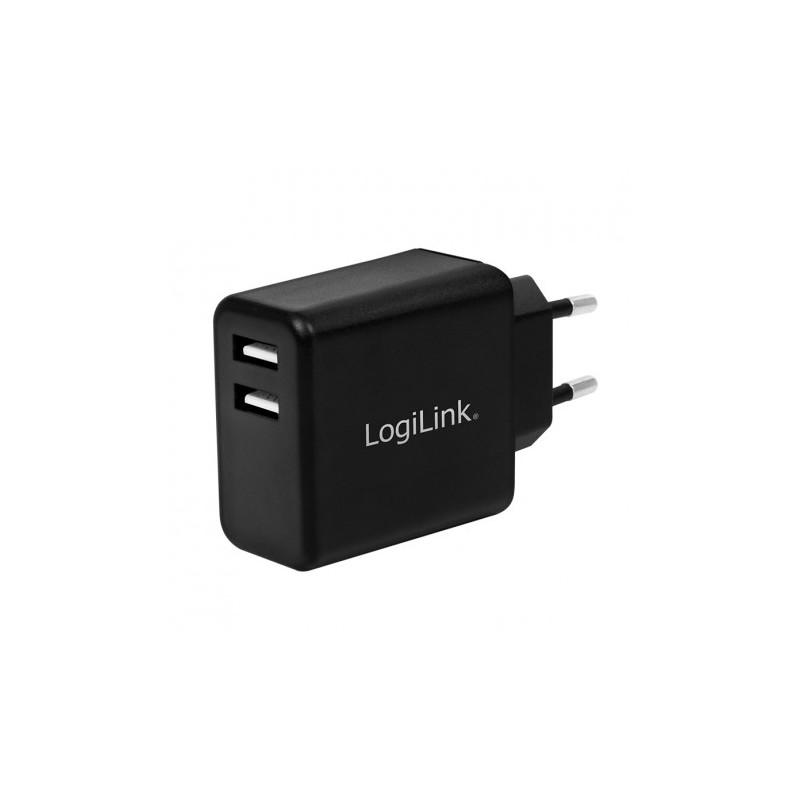 ADATTATORE DI CORRENTE CON 2 PORTE USB 12W NERO
