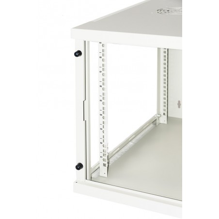 ARMADIO RACK 19" 9 UNITA' DA MURO (A)490X (L)540 X PROFONDITA' 600 MM. COLORE GRIGIO CHIARO PORTA VETRO