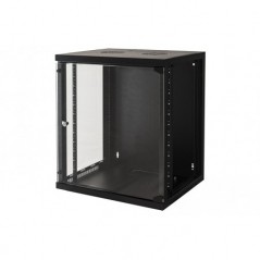 ARMADIO RACK 19" 12 UNITA' DA MURO PER RETI (A)620 X (L)540 X (P) 450 MM COLORE NERO PORTA VETRO