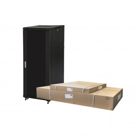 ARMADIO RACK 19" 27U (A)1388 (L)600 (P)1000 COLORE NERO PORTA VETRO DISASSEMBLATO