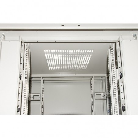 ARMADIO RACK 19" 42U (A)2055, (L)800, (P)800 COLORE GRIGIO PORTA VETRO DISASSEMBLATO CON GUIDACAVI  LATERALE