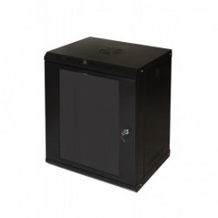 ARMADIO RACK 19" 12U LINK SERIE LIGHT COLORE NERO CON PORTA VETRO (AXPXL) MM 600X400X530 RIPIANO INCLUSO