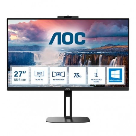 MONITOR 27IPS 2560*1440 2K HDMI DP USB AOC Q27V5CW/BK USBC MM WEBCAM