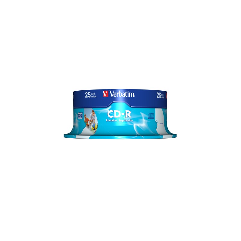 VERBATIM CD-R 52X 700MB 25PK OPS SPINDLE WIDE PRINT ID