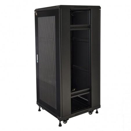 ARMADIO RACK 19 27U (A)1388 (L)600 (P)600 COLORE NERO PORTA METALLO TRAFORATA